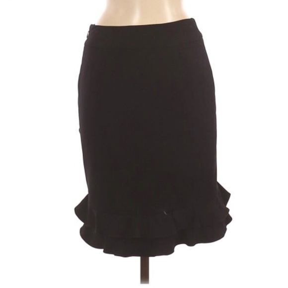 White House Black Market Black Ruffle Skirt - Picture 2 of 8